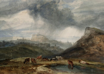 Artist JMW Turner's Edinburgh from below Arthur's Seat, 1801. Watercolour, graphite and traces of bodycoloyr on off-white wove paper.