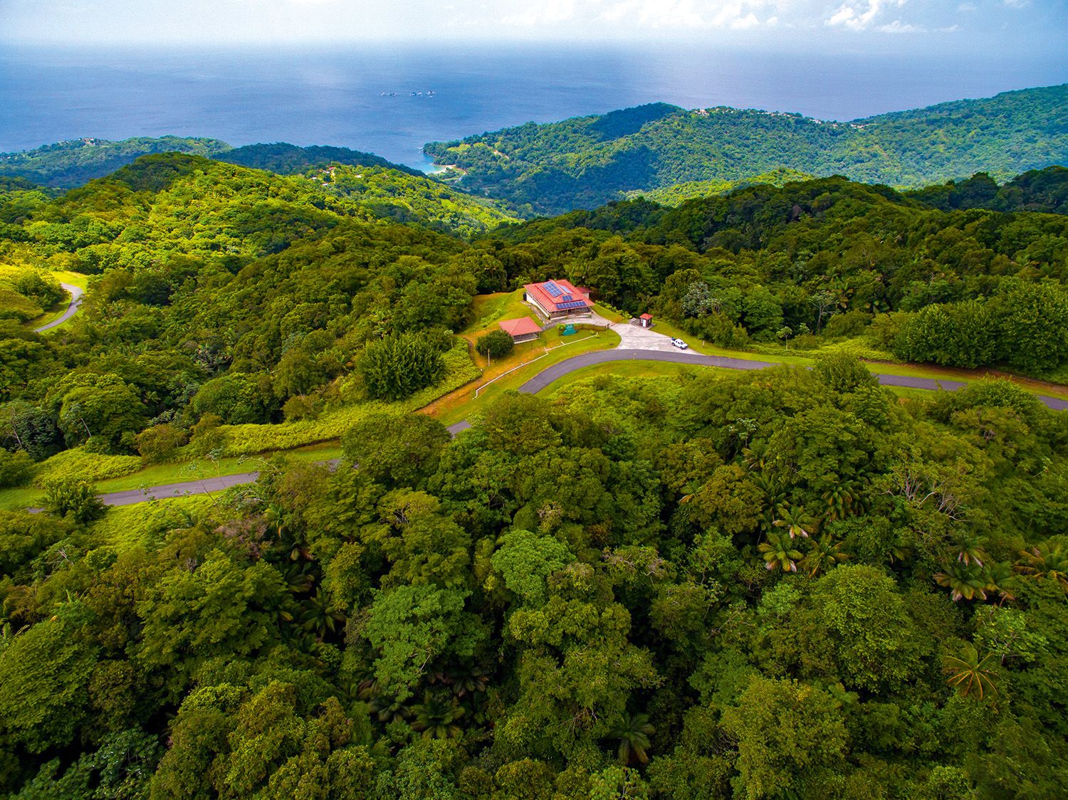 Visitor centre in the middle of the mountains surrounded by trees
