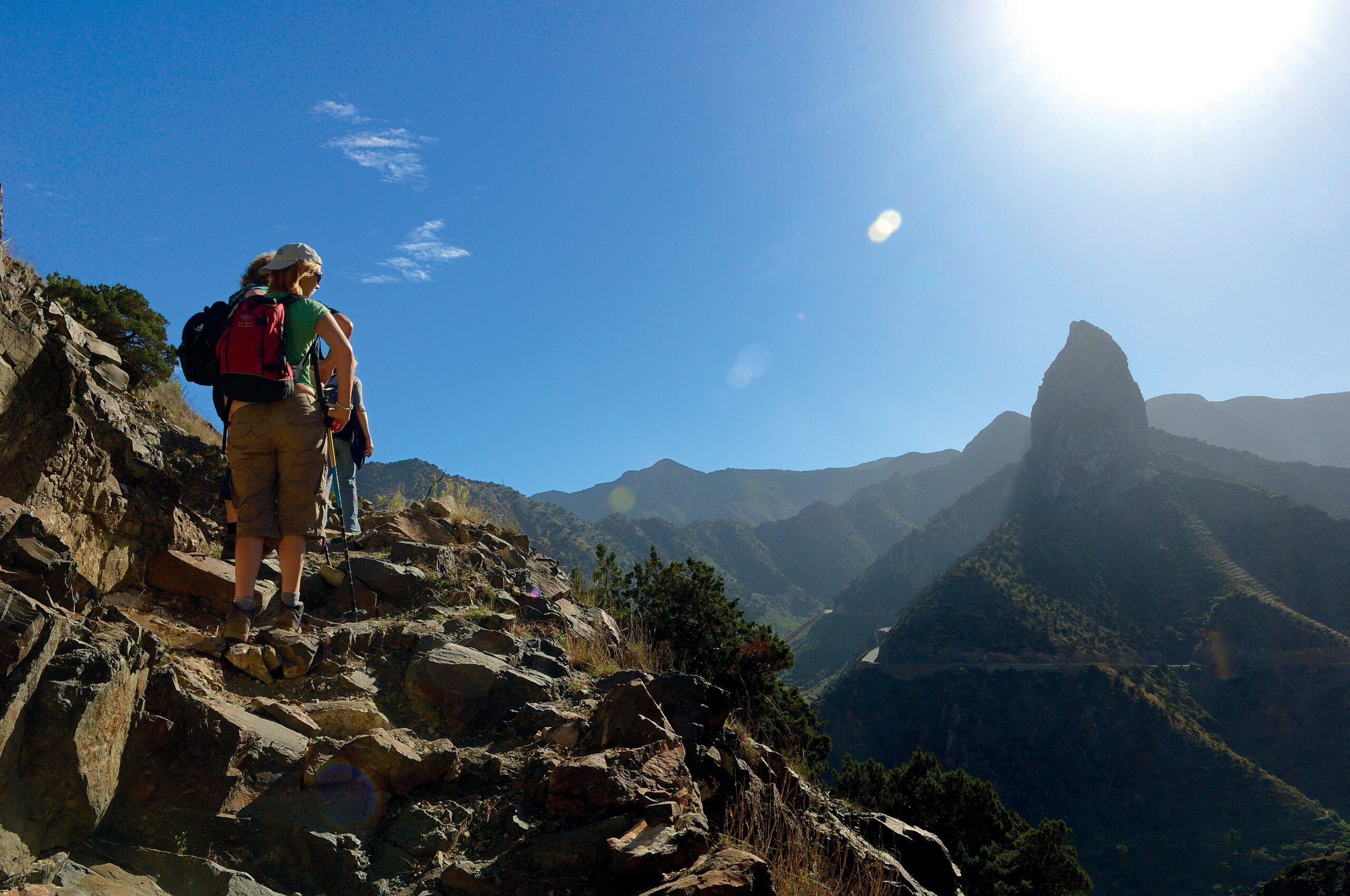 People hiking up a mountain