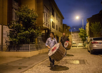 Ramadan drummers walking through the streets of Istanbul