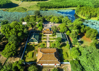 Aerial view of the tomb of Gia Long emperor in Hue