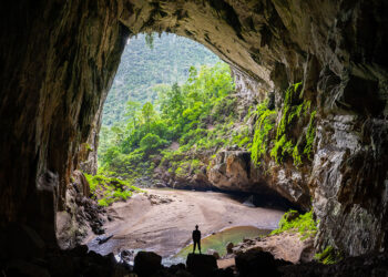 The entrance to go to Hang Son Doong Cave, the largest cave in the world