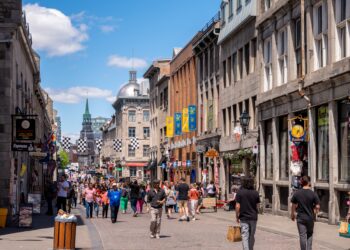 Montreal, Quebec - May 23, 2024: Saint Paul Street in Old Montreal.