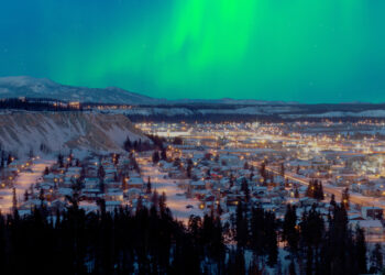 Northern lights over Whitehorse in the Yukon, Canada