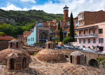 Architecture of the Old Town of Tbilisi, Georgia, in Abanotubani area