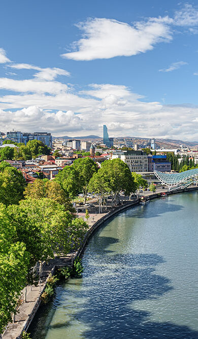 Scenic view of the Kura (Mtkvari) River in Old Town of Tbilisi