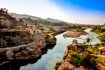 River meandering through Kurdish town