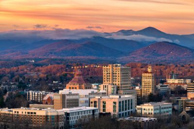 Aerial shot of downtown Asheville